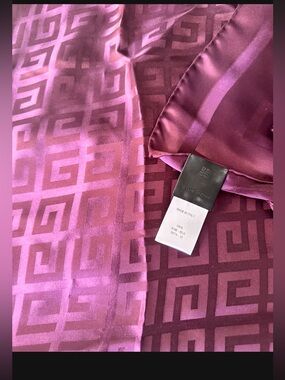 Givenchy Plum Silk Scarf with Geometric Monogram 55” inch square